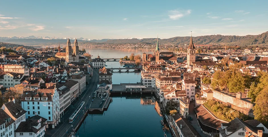 Aerial view of Zurich, Switzerland